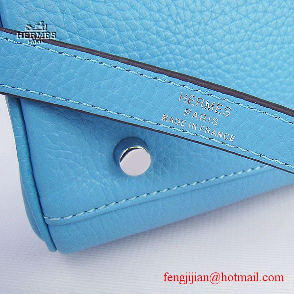 Hermes Kelly 32cm Togo Leather Bag Light Blue 6108 Silver Hardware Hermes Kelly 32cm Togo Leather Bag Light Blue 6108 Silver Hardware